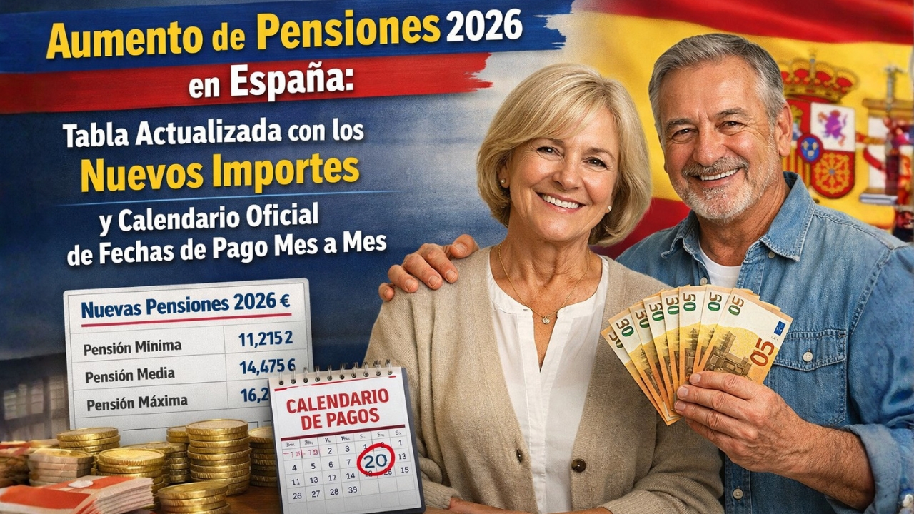 Aumento de Pensiones 2026 en España: Tabla Actualizada con los Nuevos Importes y Calendario Oficial de Fechas de Pago Mes a Mes