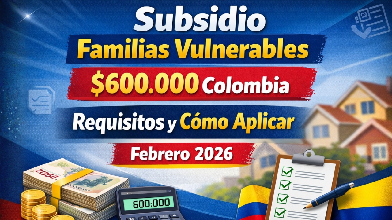 Subsidio Familias Vulnerables $600.000 Colombia – Requisitos y Cómo Aplicar Febrero 2026